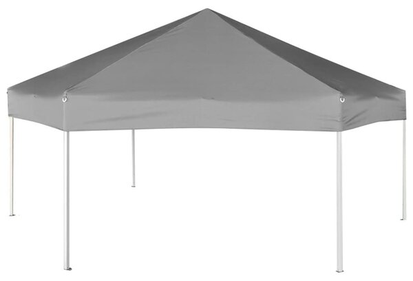 Szürke hatszögletű felugró pavilon 6 oldalfallal 3,6 x 3,1 m