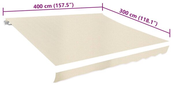 Krémszínű vászon napellenző ponyva 4 x 3 m (a váz nem tartozék)