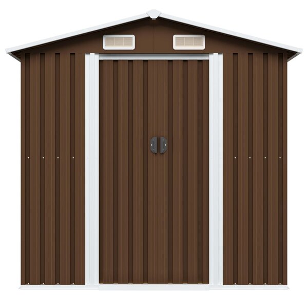 Barna acél kerti fészer 204 x 132 x 186 cm