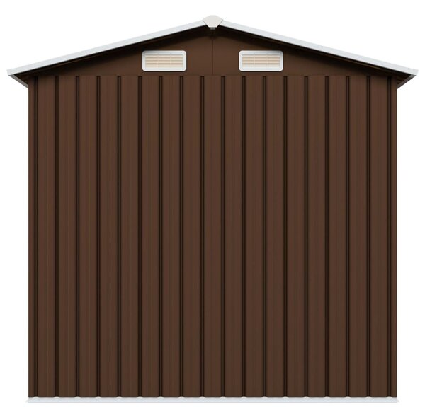 Barna acél kerti fészer 204 x 132 x 186 cm