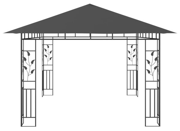 Antracitszürke pavilon szúnyoghálóval 4 x 3 x 2,73 m 180 g/m²