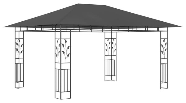 Antracitszürke pavilon szúnyoghálóval 4 x 3 x 2,73 m 180 g/m²