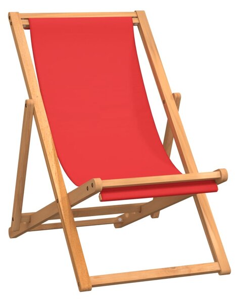 Piros összecsukható tömör tíkfa strandszék