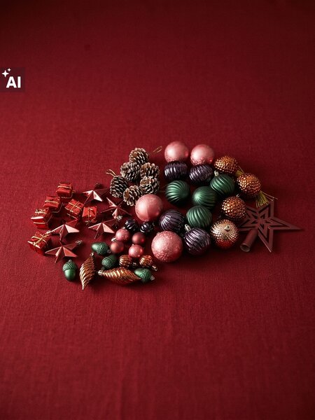 Sinsay - Karácsonyi gömb díszek szett 48 darabos - többszínű