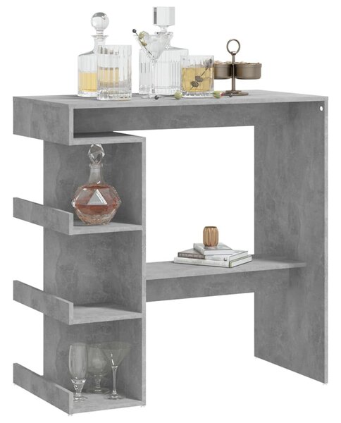 Betonszürke szerelt fa bárasztal tárolópolccal 100x50x101,5 cm
