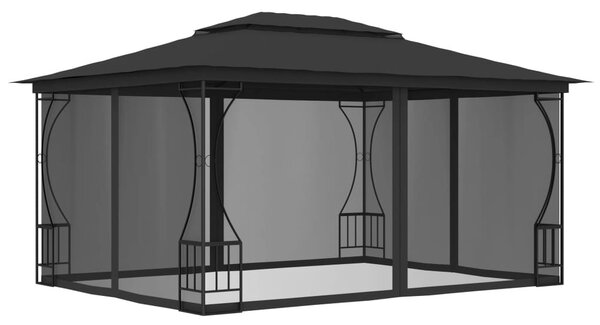 Antracitszürke pavilon hálóval 300 x 400 x 265 cm