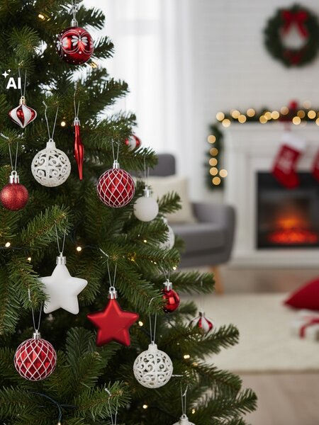 Sinsay - Karácsonyi gömb díszek szett 50 darabos - piros