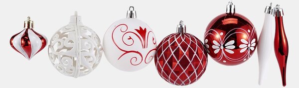 Sinsay - Karácsonyi gömb díszek szett 50 darabos - piros