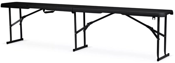 Sörpad szett, Plonos, fekete, 180 cm, acél keret, HDPE műanyag felület, összecsukható, 3 db, asztal és 2 pad