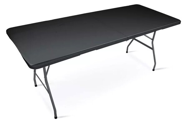 Sörpad szett, Plonos, fekete, 180 cm, acél keret, HDPE műanyag felület, összecsukható, 3 db, asztal és 2 pad