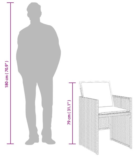VidaXL 13 részes fekete polyrattan kerti ülőgarnitúra párnákkal