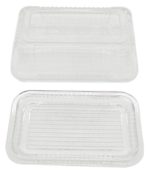 Sinsay - Bordázott mintás üveg vajtartó - clear