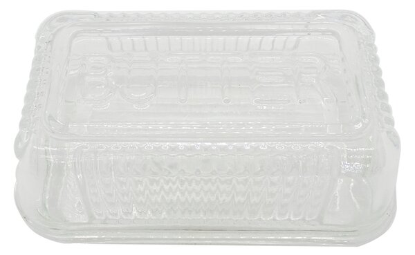 Sinsay - Bordázott mintás üveg vajtartó - clear