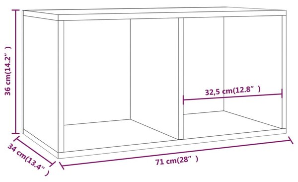 Fehér szerelt fa lemeztároló doboz 71 x 34 x 36 cm