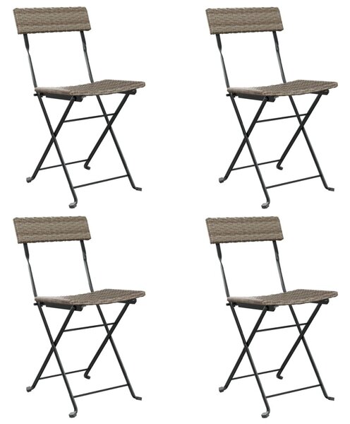4 db szürke polyrattan összecsukható bisztrószék