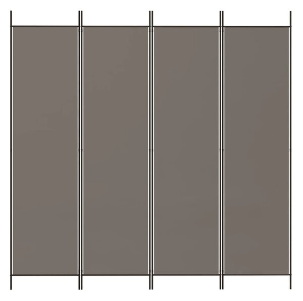 4 paneles antracitszürke szövet térelválasztó 200x200 cm