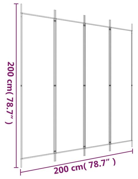 4 paneles antracitszürke szövet térelválasztó 200x200 cm