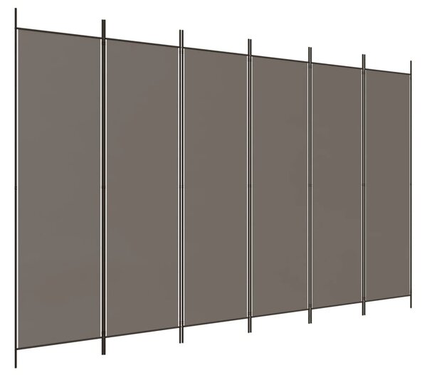 6 paneles antracitszürke szövet térelválasztó 300x200 cm