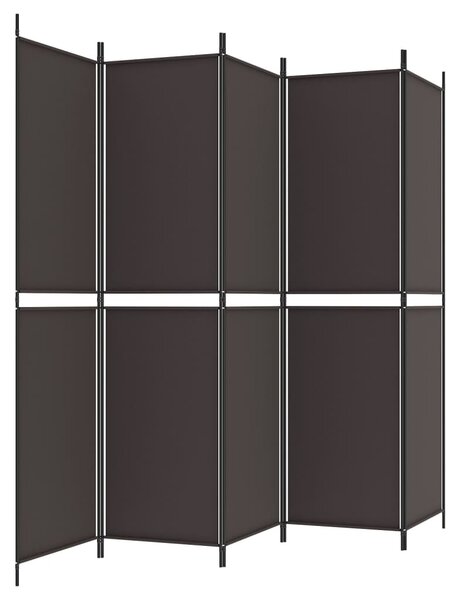 5 paneles barna szövet paraván 250x200 cm
