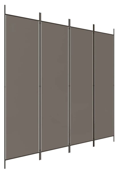 4 paneles antracitszürke szövet térelválasztó 200x200 cm