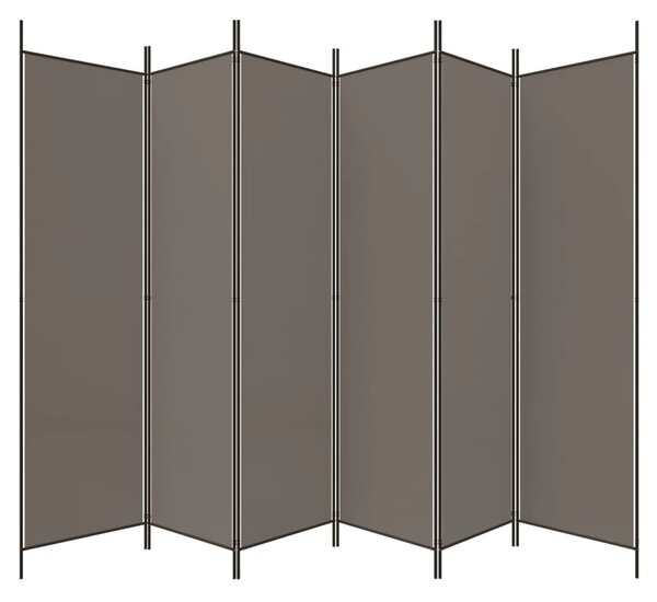 6 paneles antracitszürke szövet térelválasztó 300x200 cm