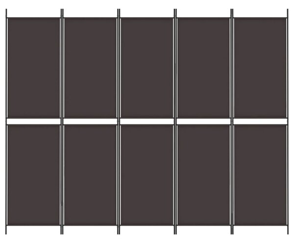 5 paneles barna szövet paraván 250x200 cm