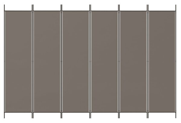 6 paneles antracitszürke szövet térelválasztó 300x200 cm