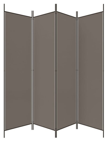 4 paneles antracitszürke szövet térelválasztó 200x200 cm
