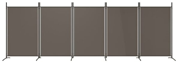5 paneles antracitszürke szövet térelválasztó 433x180 cm