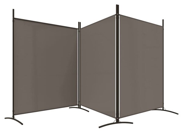 3 paneles antracitszürke szövet térelválasztó 525x180 cm