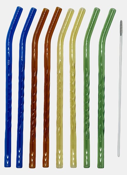 Sinsay - Üveg szívószál készlet tisztítókefével 9 pack - többszínű