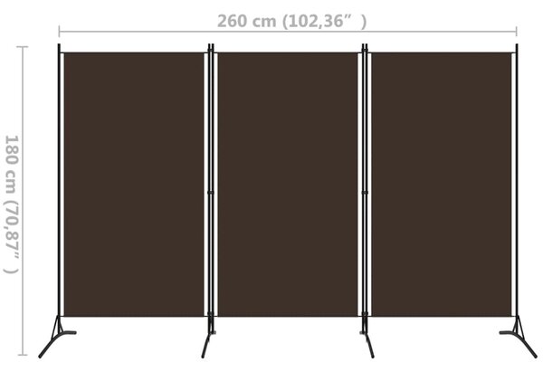 Barna 3 paneles paraván 260 x 180 cm
