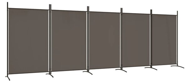 5 paneles antracitszürke szövet térelválasztó 433x180 cm