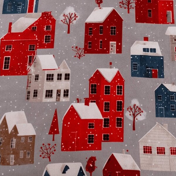 Mikroszálas lepedő WINTER COTTAGE szürke 90x200 cm