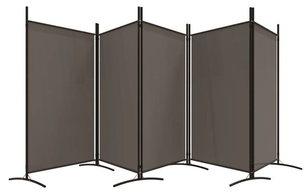 5 paneles antracitszürke szövet térelválasztó 433x180 cm