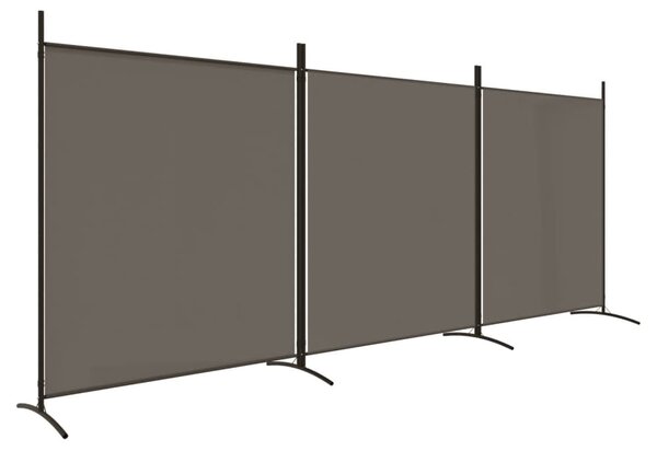 3 paneles antracitszürke szövet térelválasztó 525x180 cm