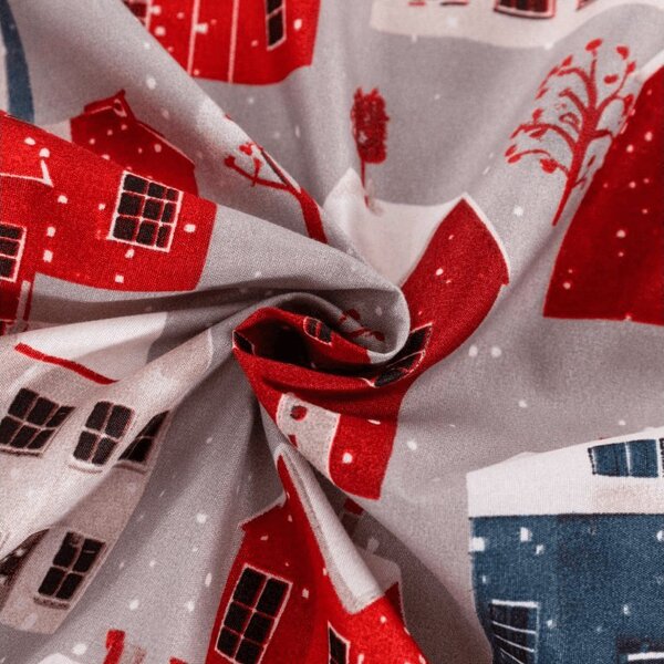 Mikroszálas lepedő WINTER COTTAGE szürke 90x200 cm