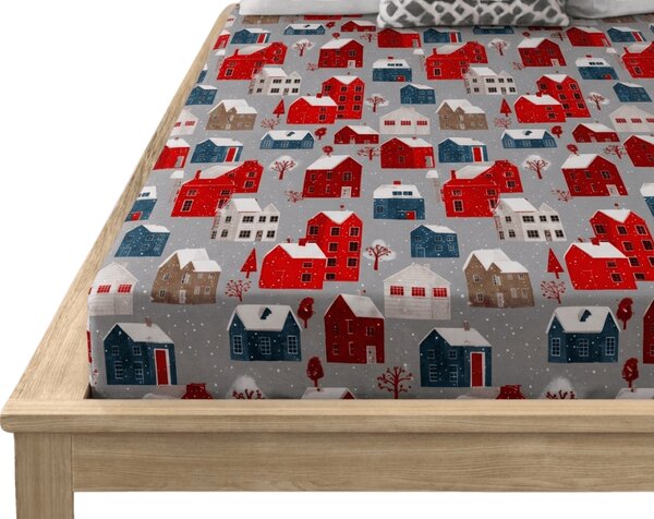 Mikroszálas lepedő WINTER COTTAGE szürke 90x200 cm
