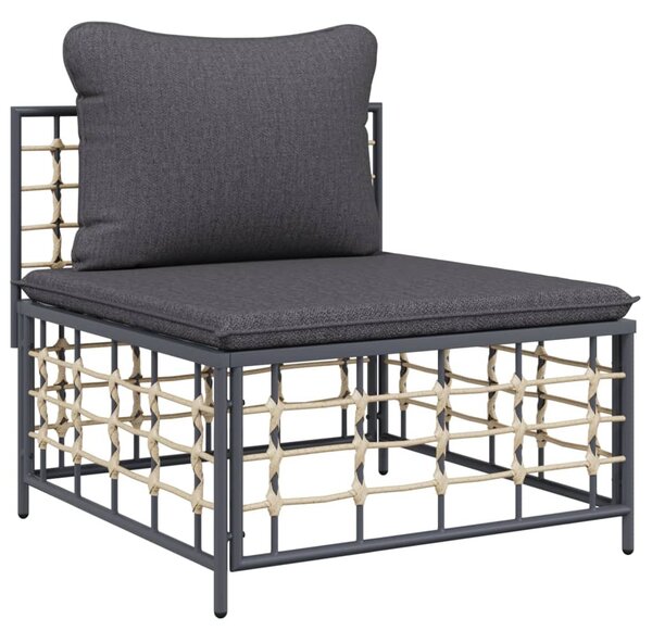 10 részes antracitszürke polyrattan kerti ülőgarnitúra párnával
