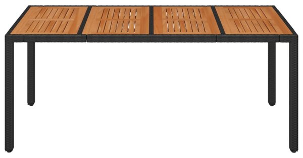 Fekete polyrattan falapos kerti asztal 190 x 90 x 75 cm