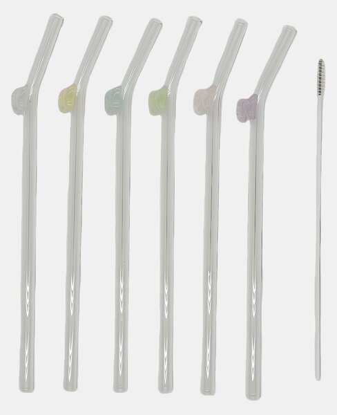Sinsay - Üveg szívószál készlet tisztítókefével 7 pack - többszínű