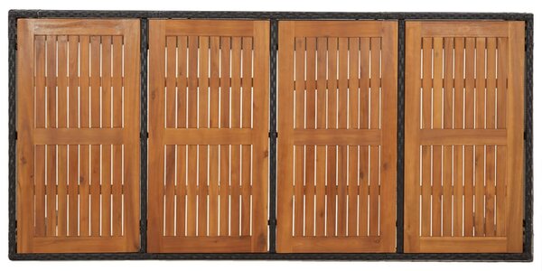 Fekete polyrattan falapos kerti asztal 190 x 90 x 75 cm
