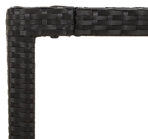 Fekete polyrattan üveglapos kerti asztal 190 x 90 x 75 cm
