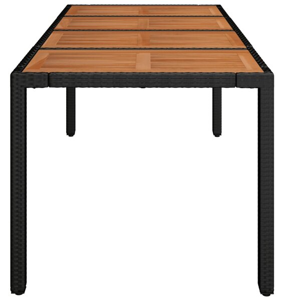 Fekete polyrattan falapos kerti asztal 190 x 90 x 75 cm