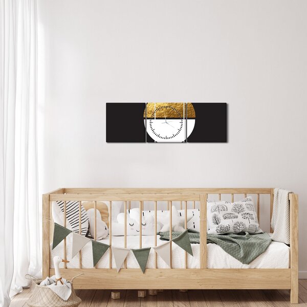 Kép - Absztrakció arany és fekete N⁰1 (órával) (90x30 cm)