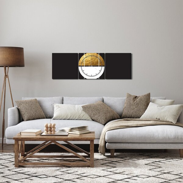 Kép - Absztrakció arany és fekete N⁰1 (órával) (90x30 cm)