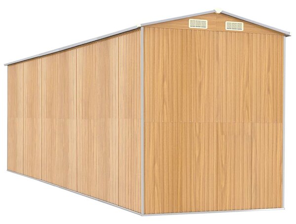 Világosbarna horganyzott acél kerti fészer 192x606x223 cm