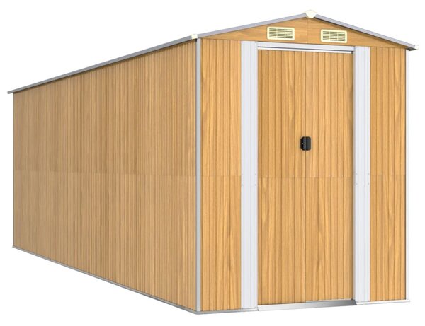 Világosbarna horganyzott acél kerti fészer 192x606x223 cm