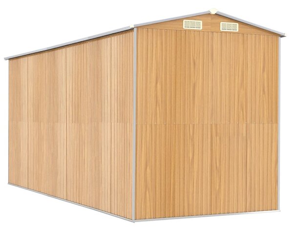 Világosbarna horganyzott acél kerti fészer 192 x 440 x 223 cm