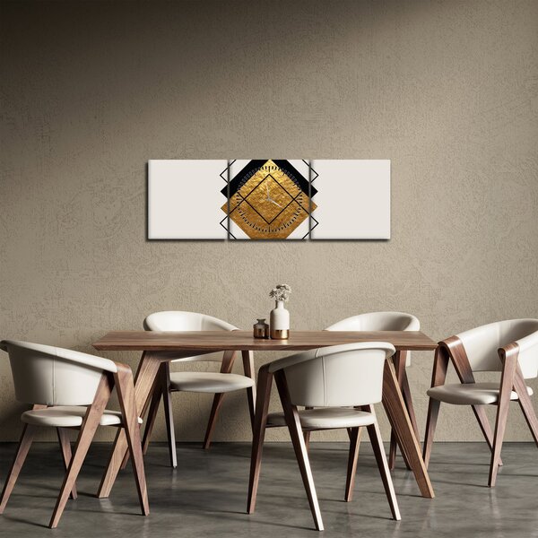 Kép - Absztrakció arany és fehér N⁰1 (órával) (90x30 cm)